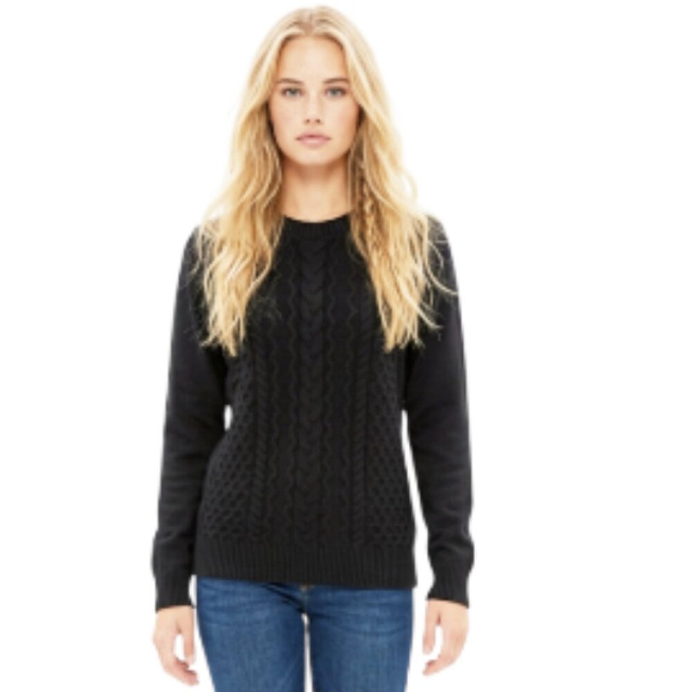 J Jason Wu XS Mixed Media Cable Knit with French Terry Sleeve Sweater